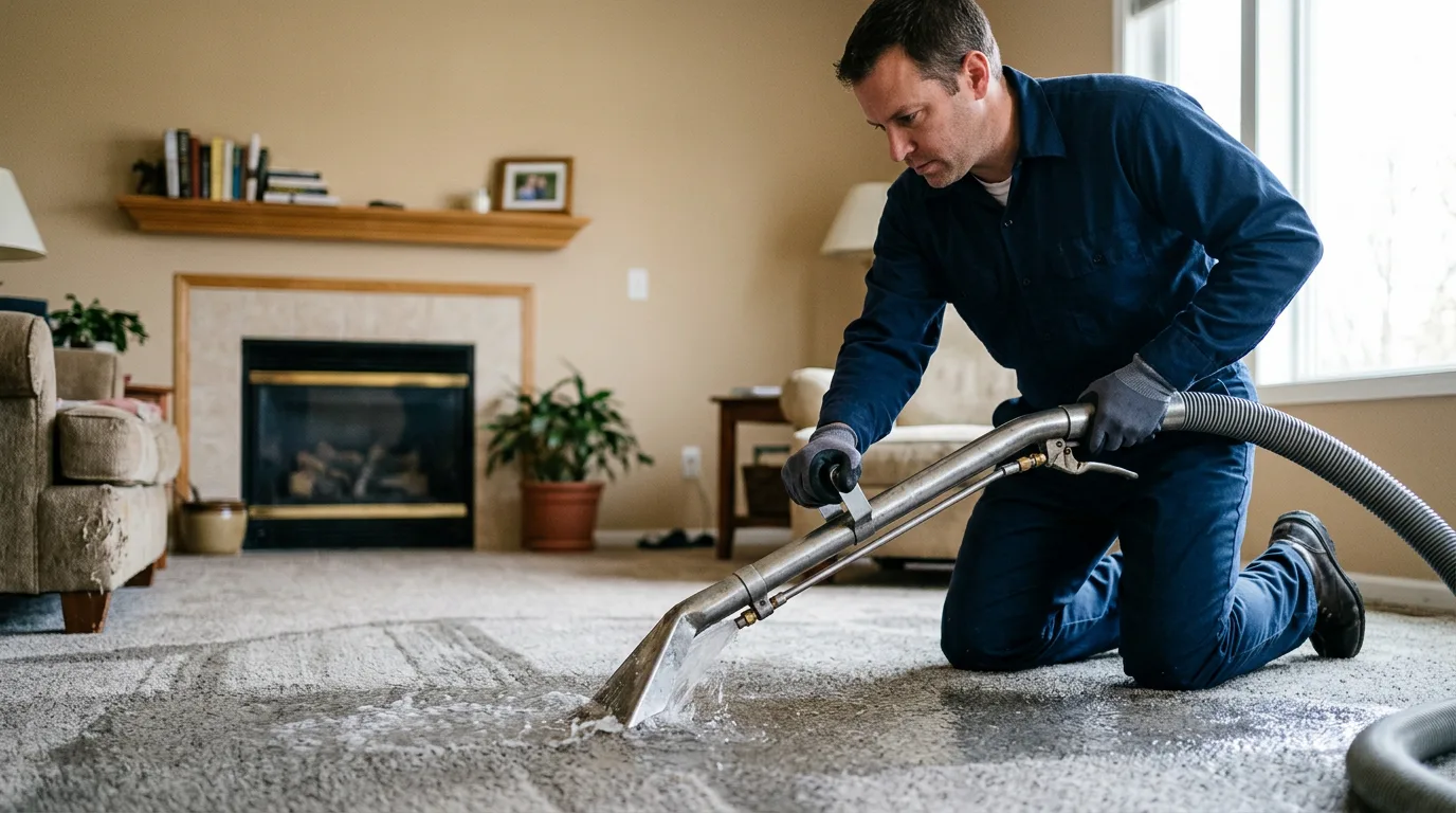 Water damage restoration technician working near Moore, OK